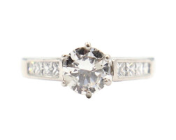 Women's 1.91 ctw Round & Princess Diamond Platinum Engagement Ring Size 6 - 6g