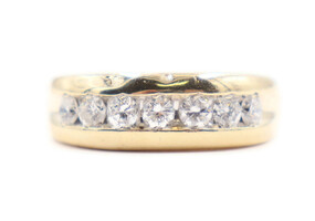 Men's Classic 14KT Yellow Gold 1.05 Ctw Round Diamond Channel Band Ring - 6.3g