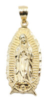 Classic 10KT Yellow Gold High Shine Virgin Mary 46mm Graphic Necklace Pendant 4g
