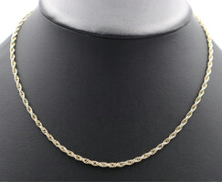 Men's Classic High Shine 14KT Yellow Gold 3mm Rope Chain Necklace 17.5