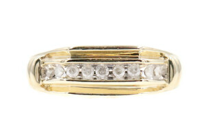 "Green Dot" Men's 0.30 Ctw Round Diamond Channel  "DAD" Ring Size 10 3/4