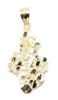 Men's Classic 10KT Yellow Gold Diamond Cut Nugget Necklace Pendant - 1.68g