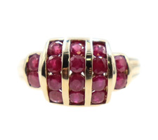 Women's Estate 1.60 ctw Round Red Ruby Channel 11.6mm 10KT Yellow Gold Ring 3.9g