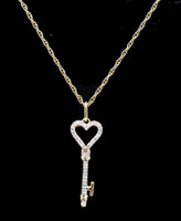 0.18 ctw Round Diamond 10KT Yellow Gold Key Pendant on 1/20 12K GF 18