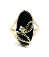 Women's Classic 2.70ctw Oval Cabochon Onyx & Diamond Accent Floral Ring Size 6.5