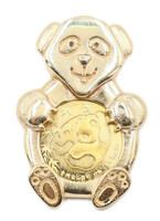 .999 5 Yuan Panda Coin in 14KT Solid Yellow Gold Bear Coin Charm Pendant 5.7g