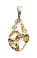 24.4mm x 11.2mm Medium 10KT Yellow Gold Retro Style Nugget Necklace Pendant 1.4g