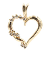 Women's Estate 0.20 ctw Round Natural Diamond 10KT Yellow Gold Heart Pendant 