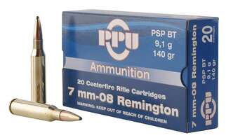 PPU PP708 Metric Rifle 7mm-08 Rem 140 gr Pointed Soft Point Boat Tail