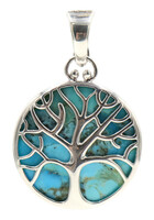 Women's Stunning Sterling Silver (925) Turquoise Tree of Life Enhancer Pendant 