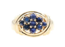 Women's 0.56 Ctw Round Cut Synthetic Sapphire 10KT Yellow Gold Knot Cluster Ring
