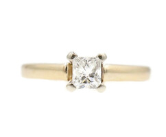 Women's 3/8 tw Princess Cut Diamond Solitaire Engagement Ring 14KT Yellow Gold