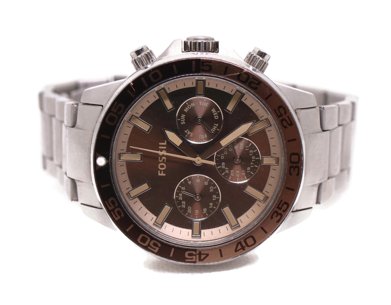 Fossil Men's Chronograph Bannon Brown and Silver BQ2702 Stainless