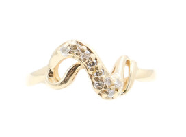Women's Estate 14KT Yellow Gold Squiggle Form 0.18 ctw Round Diamond Ring 2.77g
