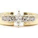 "Green Dot"  0.68 Ctw Marquise & Round Diamond Engagement Ring in 14KT Gold 