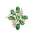 Oval Cut Synthetic Green Emerald and Diamond Accent 10KT Yellow Gold Ring 3.3g