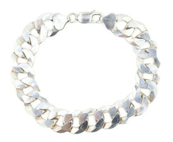 Men's Sterling Silver High Shine 13.3mm Wide Curb Link Bracelet 8.5" - 32.88g 