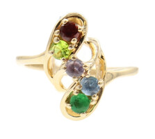 Women's Simulated Multi Color Gemstone Energy Ring in 14KT Yellow Gold - 3.6g 