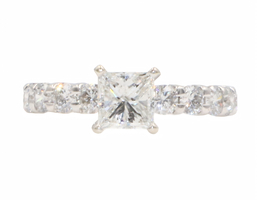 1.99 cttw Princess & Round Brilliant Cut Diamond 14KT White Gold Engagement Ring