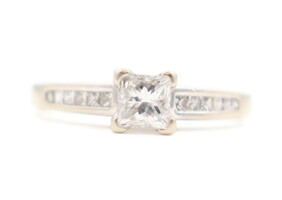 Women's 14KT White Gold 0.68 Ctw Princess Cut Diamond Channel Engagement Ring