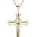 14KT Yellow Gold High Shine Cross Pendant on 25" 14KT Gold Rope Chain Necklace