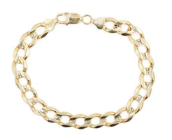 Heavy High Shine 18KT Yellow Gold 9mm Wide Curb Link Bracelet 8 3/4" - 25.75g