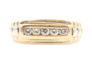 Heavy 10KT Yellow 0.45 ctw Diamond Retro Style Watch Channel Band Ring - 10.17g