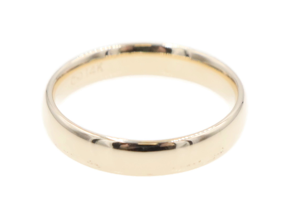 High Shine 14KT Yellow Gold 4.4mm Classic Wedding Band Ring Size 8 3/4 - 4.58g