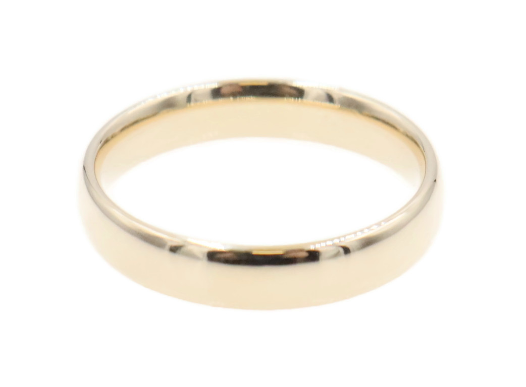 High Shine 14KT Yellow Gold 4.4mm Classic Wedding Band Ring Size 8 3/4 - 4.58g