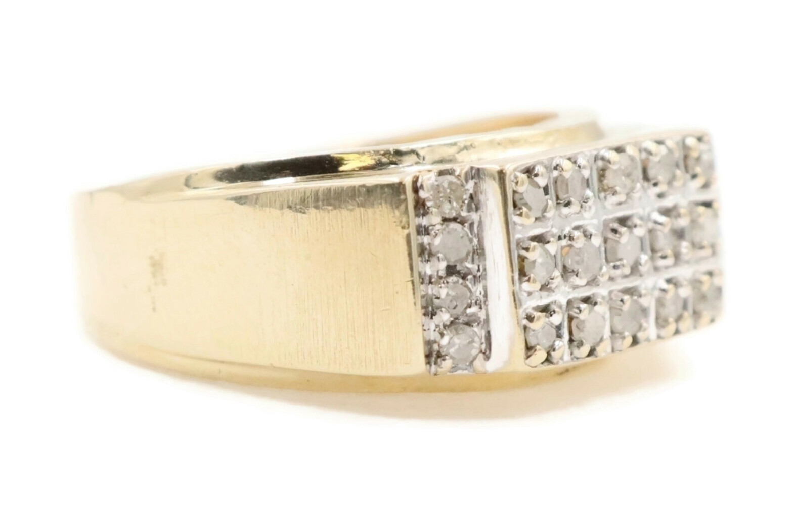 Men's Classic 0.45 ctw Round Diamond Rectangle Cluster Ring in 10KT Yellow Gold
