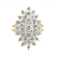 Women's Estate 1.45 ctw Round Diamond Marquise Cluster Ring in 14KT Yellow Gold