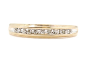 Classic High Shine 14KT Yellow Gold 0.14 ctw Round Cut Diamond Channel Band Ring