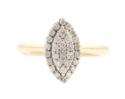 Women's Estate 0.35 ctw Round Cut Diamond Marquise Cluster 10KT Yellow Gold Ring