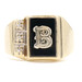 Black Onyx & Diamond Accent 10KT Yellow Gold B Monogrammed Letter Initial Ring