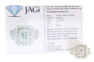 Neil Lane 2.48 cttw Baguette Round Diamond 14KT Double Halo Engagement Ring 