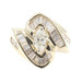 Estate 14KT Yellow Gold 1.95 ctw Marquise Round & Baguette Women's Cluster Ring