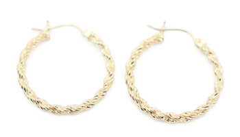 Women's Classic 1" Twisted Rope 2.7mm 10KT Yellow Gold Round Hoop Earrings 1.62g