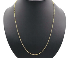 Women's Classic 14KT Yellow Gold Fancy Twisted Long 24" 2mm Necklace - 2.68g