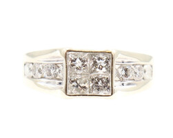 Women's 2.06 ctw Princess & Round Cut Diamond 14KT White Gold Engagement Ring 