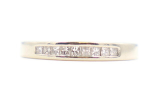 Women's 14KT White Gold 0.45 ctw Princess Cut Diamond 3.3mm Channel Band Ring 