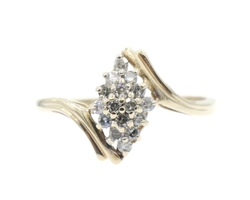 Women's 0.24 Ctw Single Cut Diamond Marquise Cluster 10KT Yellow Gold Ring 2g RS