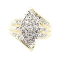 Women's Estate 0.25 ctw Round Diamond Marquise Cluster 10KT Yellow Gold Ring