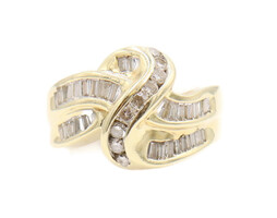 14KT Yellow Gold Channel Set 0.84 ctw Round & Baguette Diamond Zig-Zag Ring 7.4g