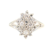 0.60 Ctw Round Brilliant & Single Cut Diamond Marquise Cluster 14KT Gold Ring