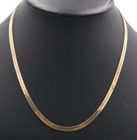 Classic High Shine 14KT Yellow Gold 4.4mm Wide Herringbone Necklace 20" - 21.46g