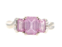 Women's 1.60 ctw Lab Grown Pink Sapphire & Diamond Accent PPF 10KT Gold Ring 