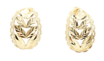 Women's 14KT Yellow Gold High Shine Leaf Leaves Filigree Earrings - 2.59 Grams
