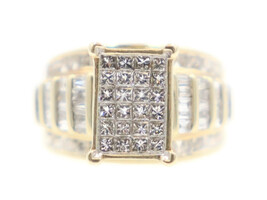 Estate 2.14 ctw Princess Round & Baguette Diamond Cluster Ring 14KT Yellow Gold