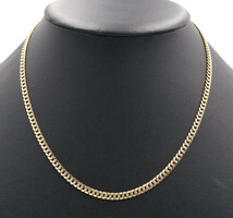 Diamond Cut 10KT Yellow Gold 4.1mm Reversible Curb Link Necklace 18.5" - 7.44g