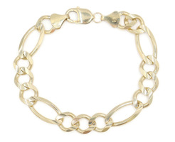 Classic Heavy 10KT Yellow Gold 11.8mm Wide Figaro Chain Bracelet 9.5" - 29.13g